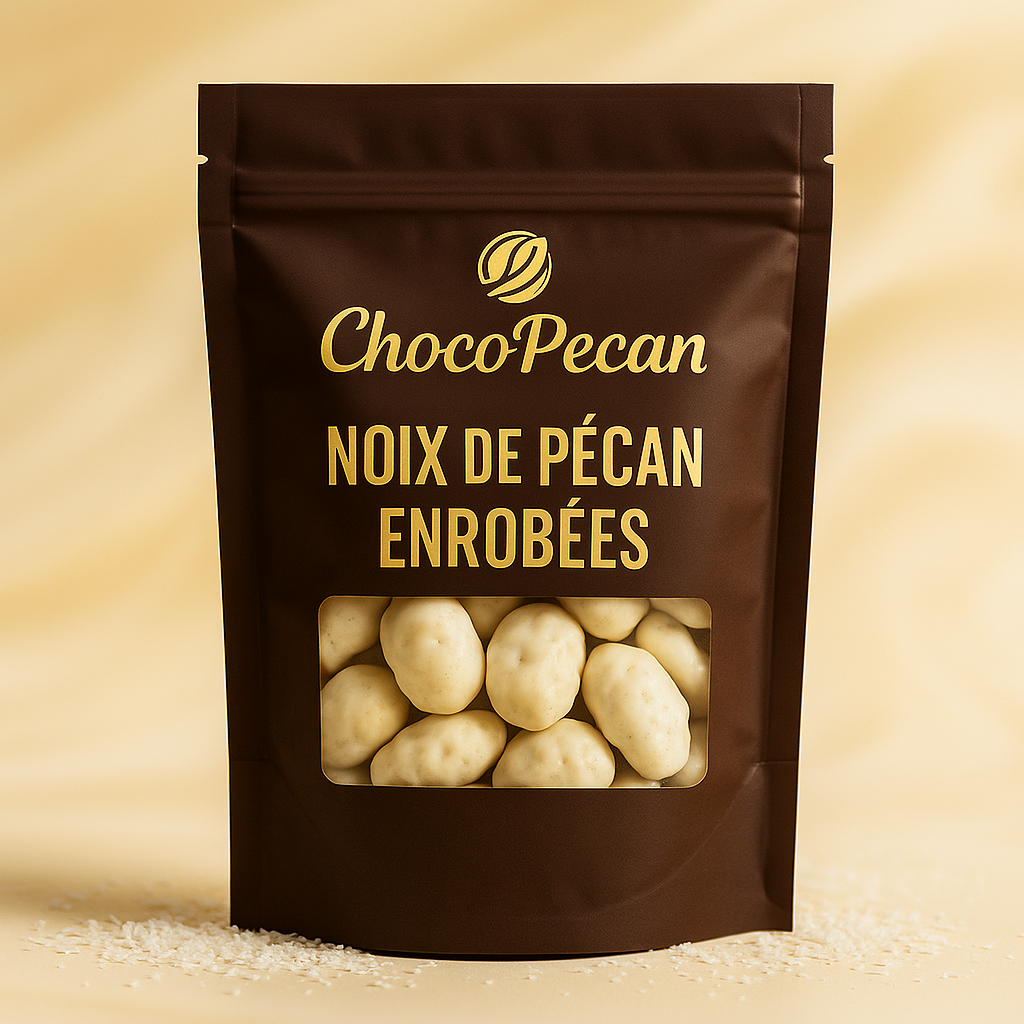 Noix de pécan enrobées de chocolat blanc